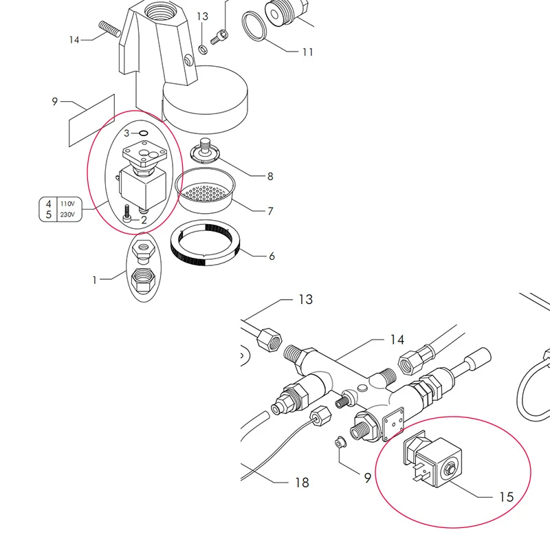Per la macchina da caffè semiautomatica originale WEGA pegaso Picasso testa bollente/elettrovalvola ingresso acqua