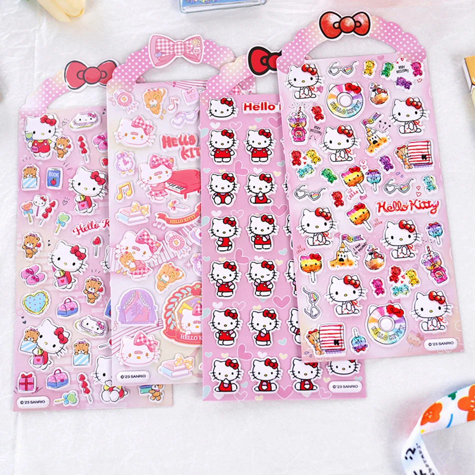 1/4Pcs Kawaii Sanrio Kitty 3d Bubble Stickers Sakura Creative Girl'S Diy Phone Case Camera Decoration Children'S Reward Toy