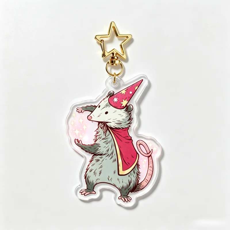 Wizard Possum Acrylic Keychain Cute DnD Animal Character Charm Cute Critter Trinket For Dungeons Dragons Tabletop TTRPG Gift