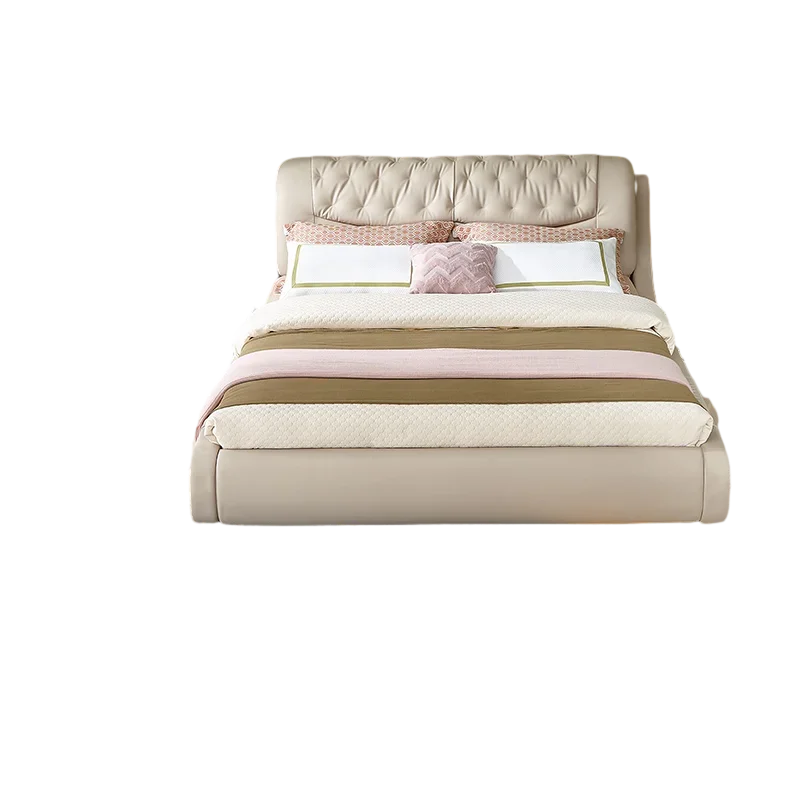 #Queen High End Bed Luxury Master White Leather Design Bedding Bed Simple Frame Bedroom Muebles Para Dormitorio Nordic Furniture