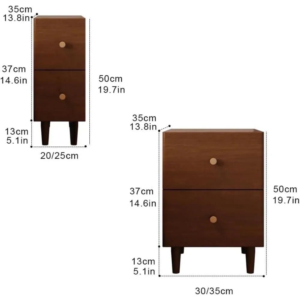 منضدة خشبية حديثة ذات درجين لغرفة النوم والفندق بتصميم نحيف وخزانة تخزين #2