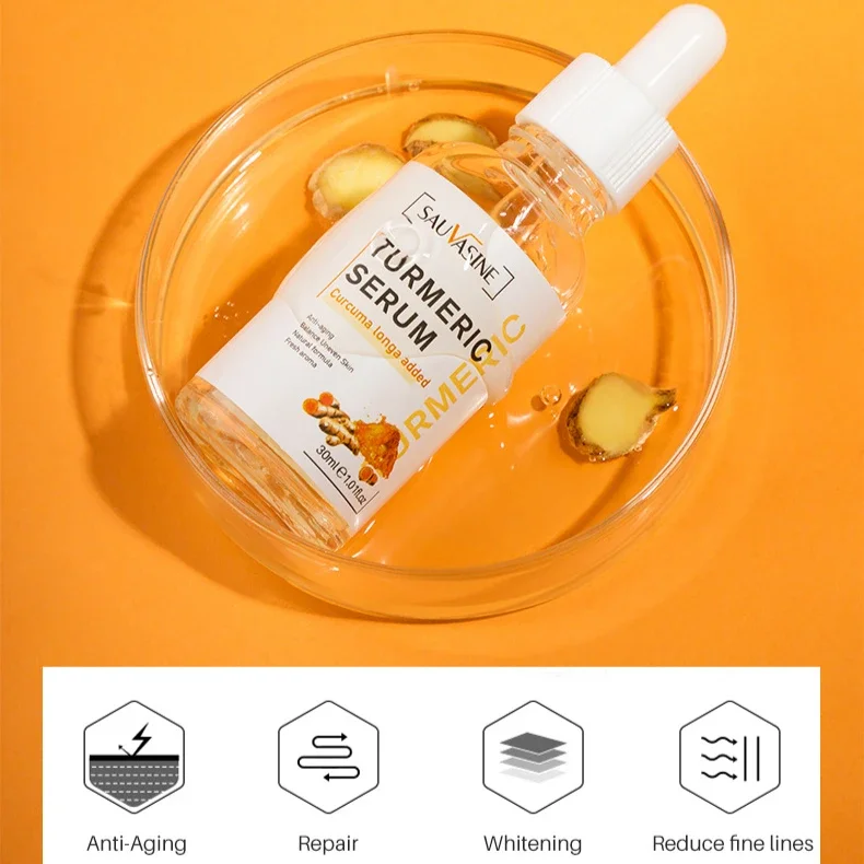 Essence de curcuma pour le visage, réparation des dommages de la peau, lignes fines SAP, blanchissant et hydratant, soins pour la peau, 30ml