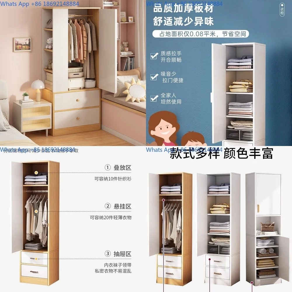 

Simple Wardrobe for Home Bedroom Corner Closet Storage Cabinet for Small Spaces Rental Rooms Single Person Use