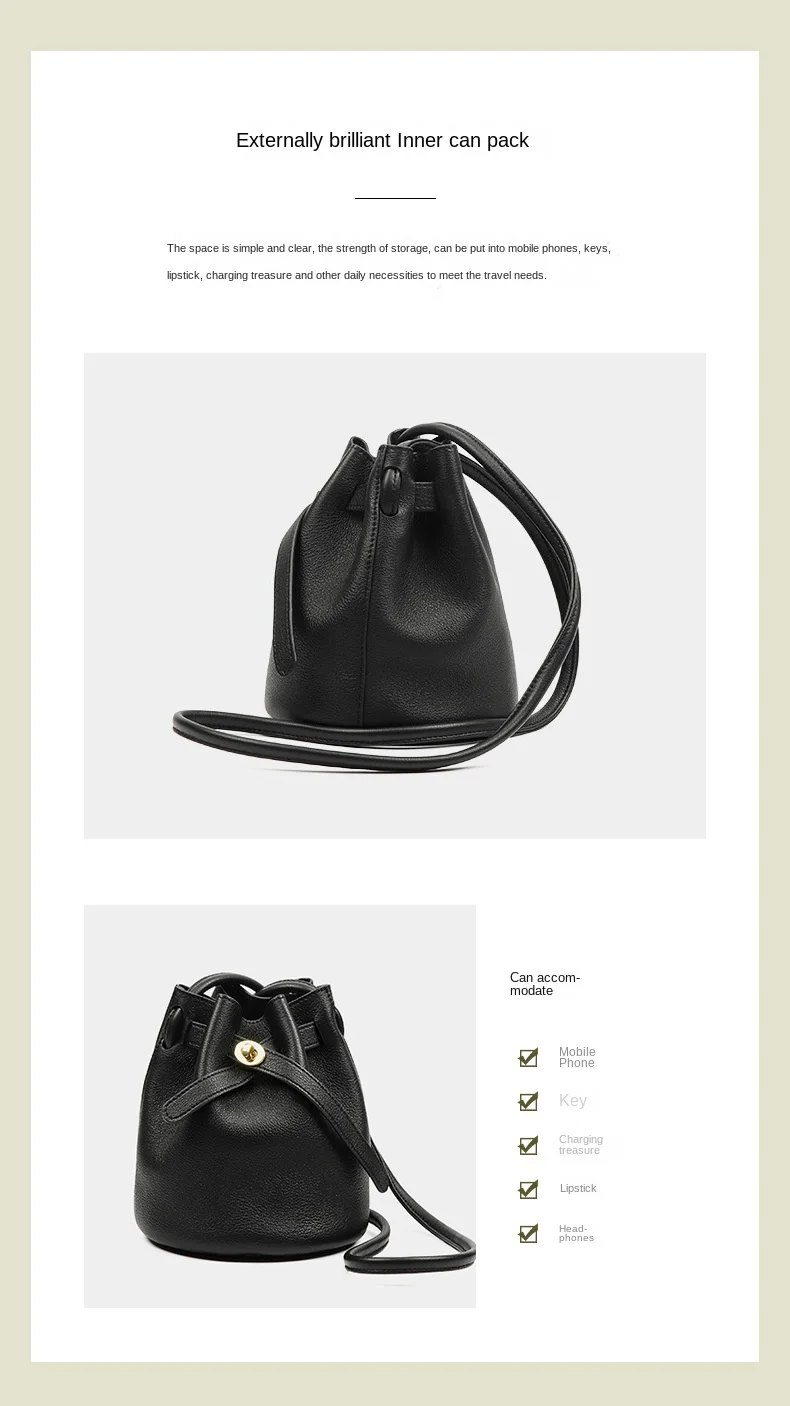 2024 neue Litschi Muster Damen Beutel tasche mit Schloss Zylinder Umhängetasche Umhängetasche kleine Tasche Handy tasche – Detail 13