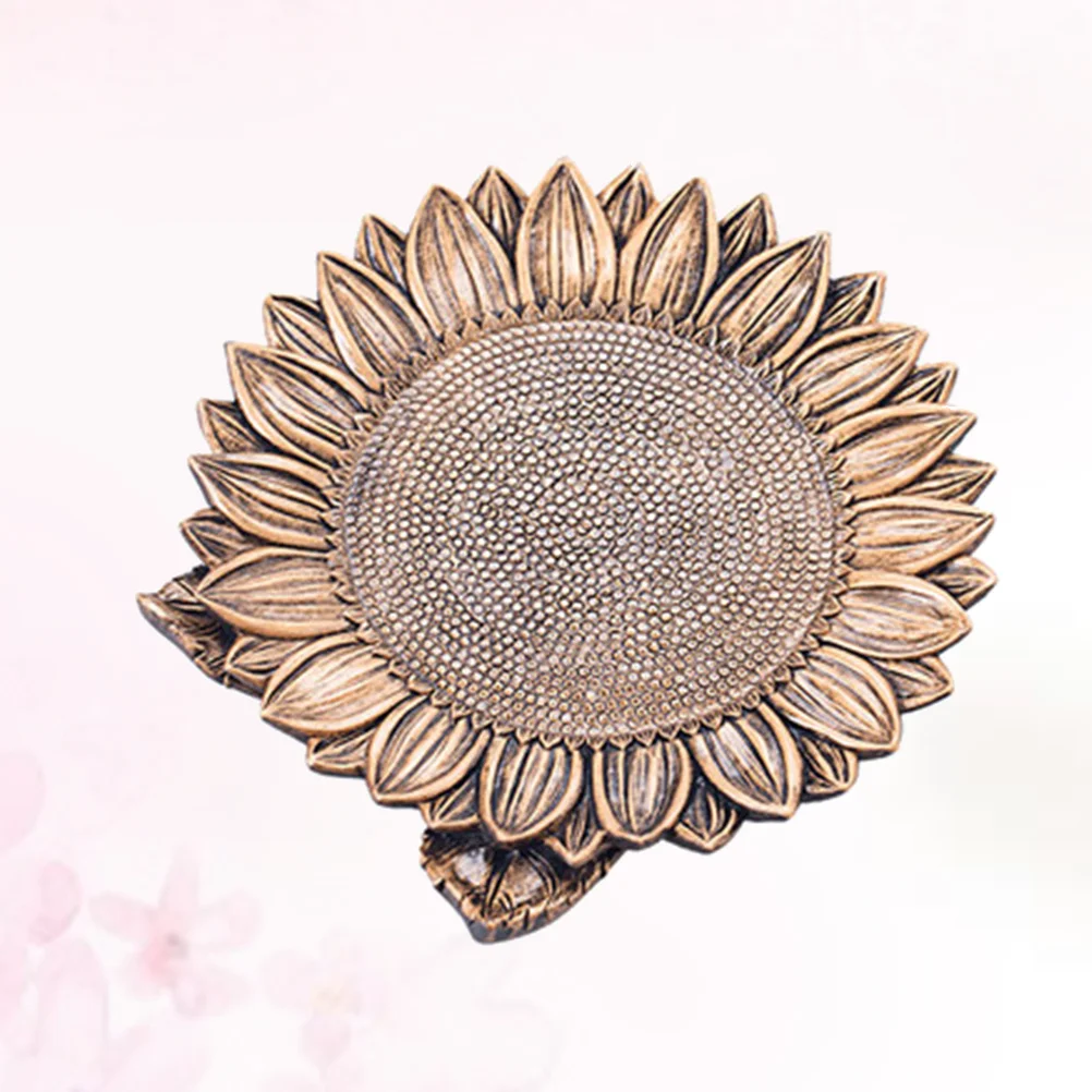 

Resin Dried Fruit Plate Bronze Sunflower Creative Plant Pattern Snack Tray Decorative Storage Plates Jewelry Dish for Party