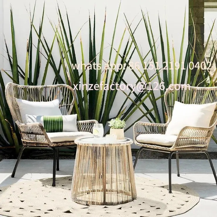 

Customizable outdoor table chair rattan chair three-piece set balcony small coffee table courtyard casual combination terrace