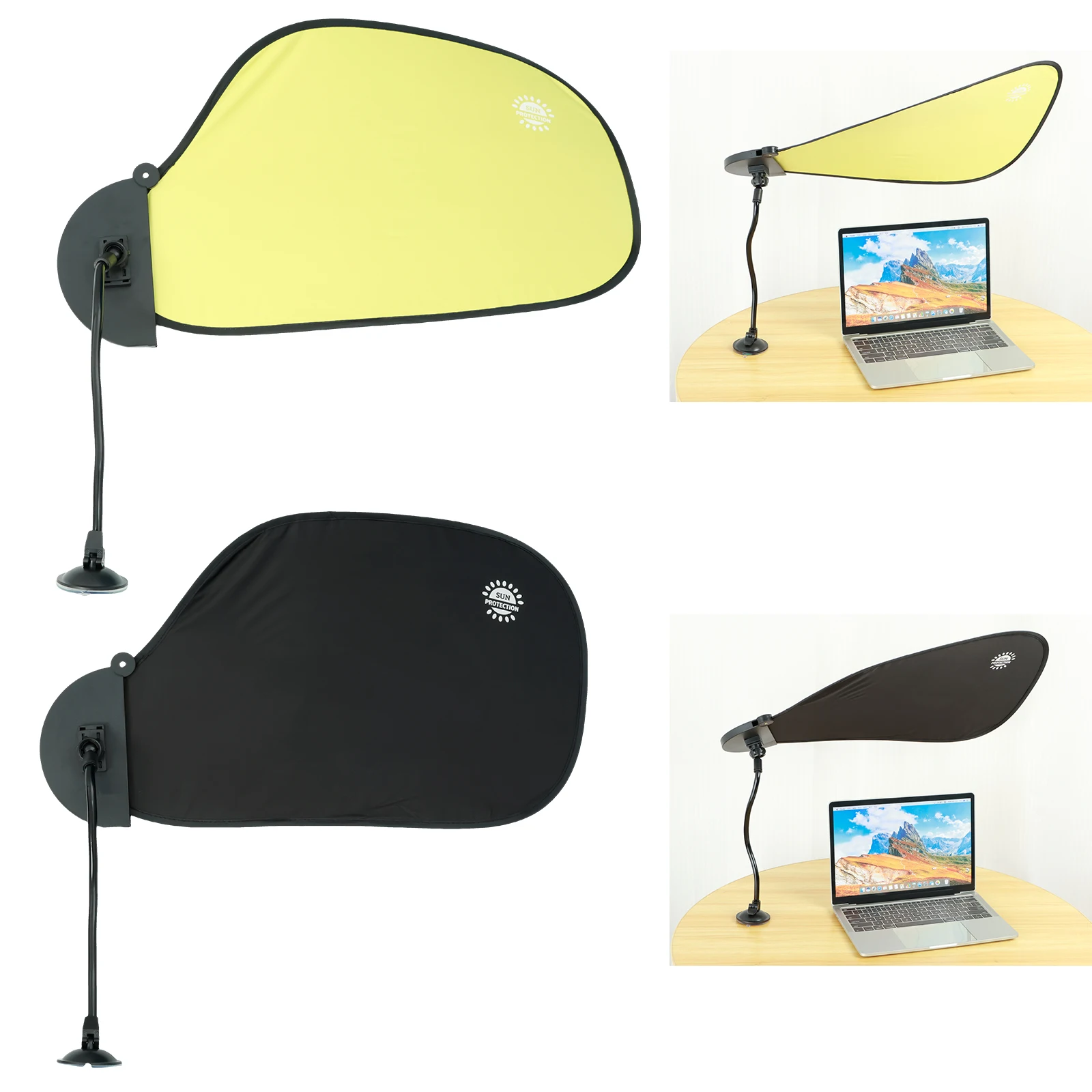 Laptop Sun Shade for Working Outside Anti-Glare Laptop Visor with Suction Cup Adjustable Bendable Office Desk Shade Folding Car