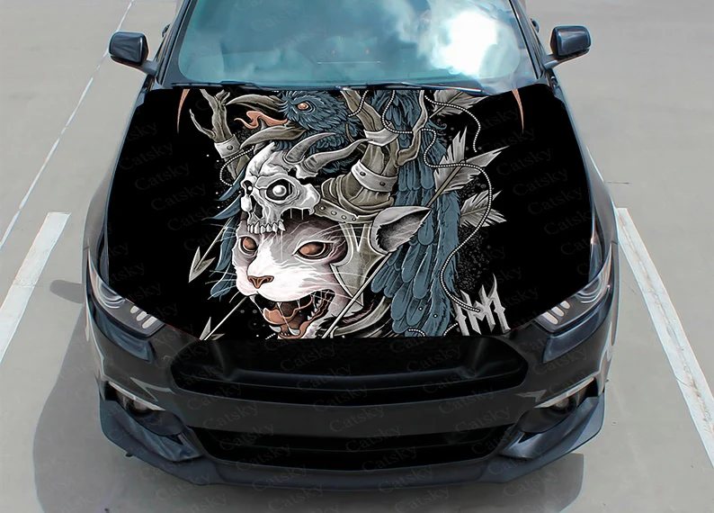 

Japanese Samurai Cat Car Decal Graphics Vinyl decal Cover Pattern Packaging Decal custom DIY design hood engine Decal Stickers