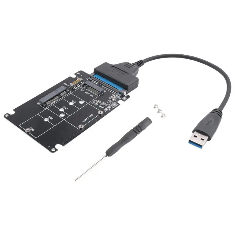 A01K-M.2 NGFF MSATA To USB 3.0 Adapter Converter Reader Card With SATA Cable Portable Flash Drive Support SATA SSD