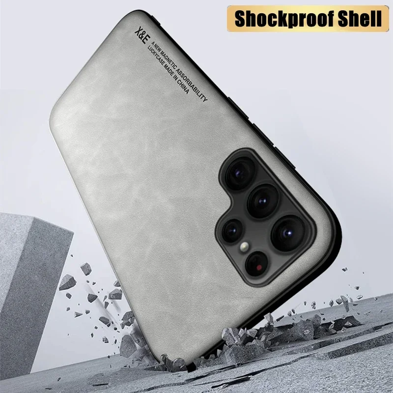 S24 S25 Ultra Magnet Case For Samsung Galaxy S25 Edge S24 S23 S22 S21 S20 FE Note 10 Plus 20 Ultra Leather Back Cover Shell Case