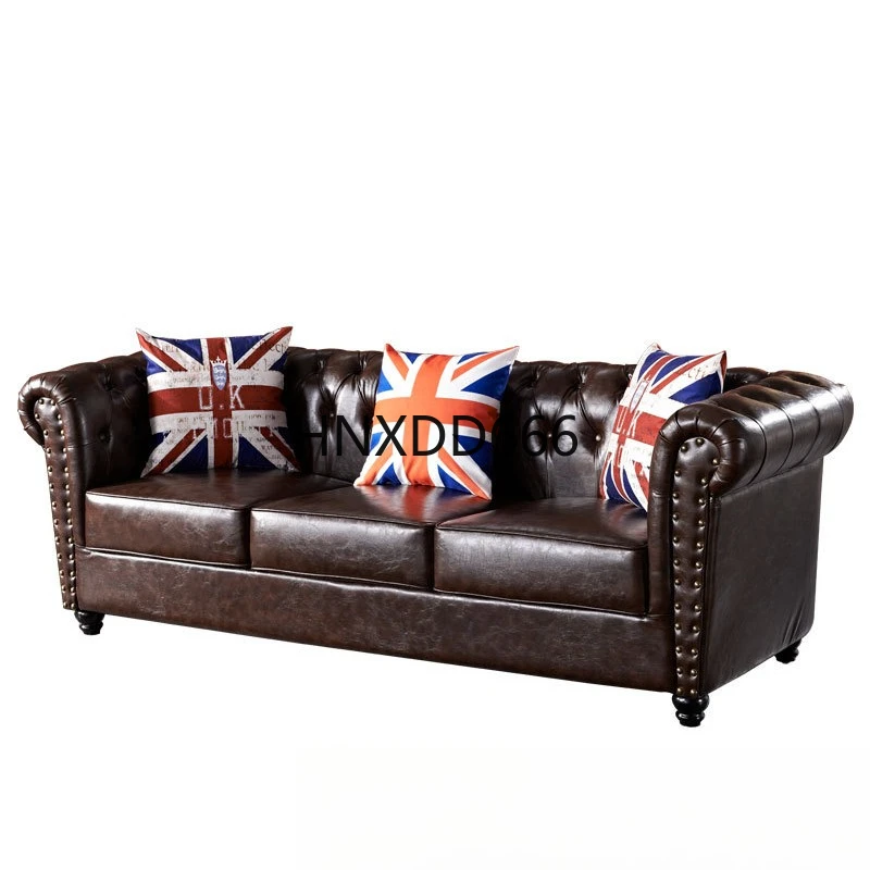 

American retro sofa retro oil wax leather single British style leather cigar bar club studio American sofa