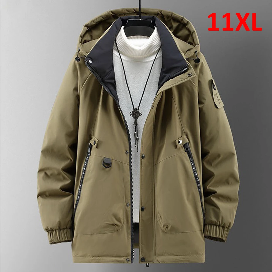 Down Jacket Men Winter Warm Thick Jackets Plus Size 10XL 11XL Men\'s Puffer Jacket Fashion Casual Winter Cargo Coat Male