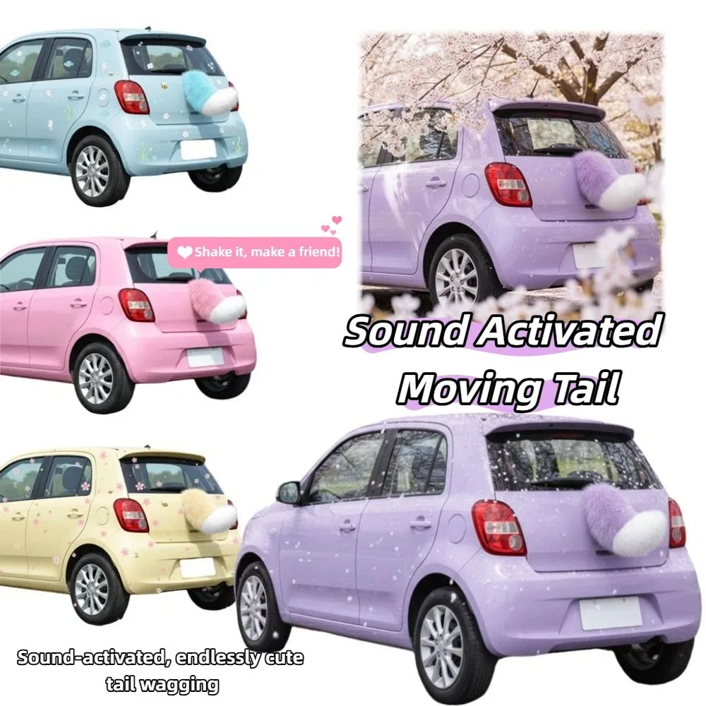 Fluffy Plush Remote Control Wagging Tail Self-adhesive Realistic Movement Plush Wagging Tail Rechargeable Purple White Color