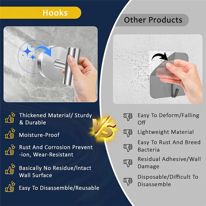 ABJI- Ganci per ventose da bagno 4 pezzi resistenti senza trapano per finestra in vetro doccia per asciugamani, cappotti