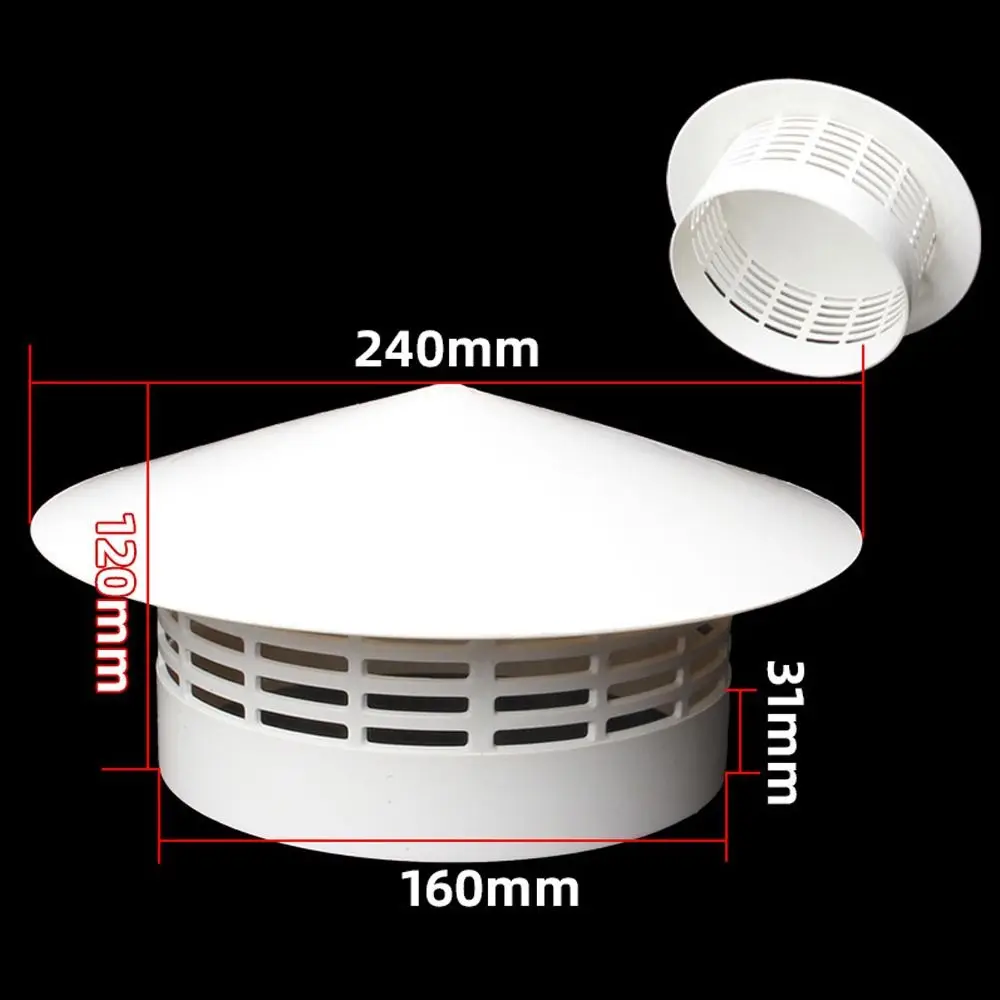 PVC Ventilated Rain Cap Exterior Wall 75-200mm Stove Pipe Protector Cover Smoke Exhaust Hood Rain Pipe Cap Ventilation System