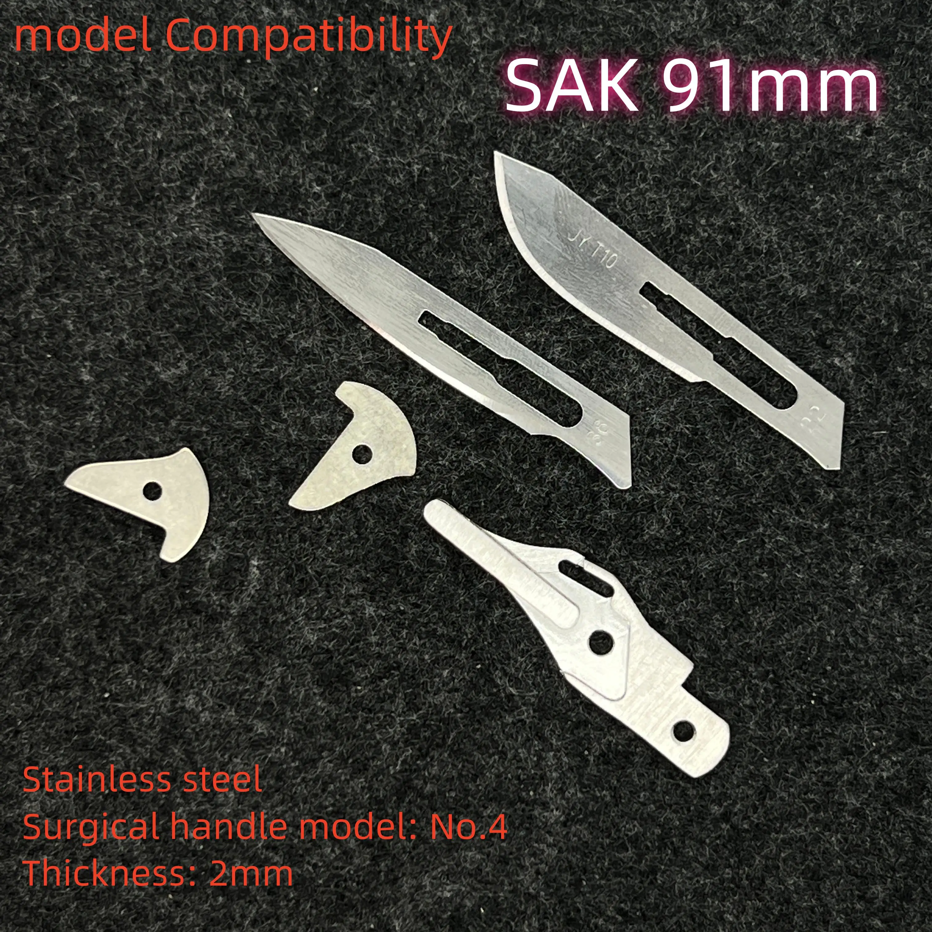 Mango de bisturí con orificio para el pulgar, compatible con hoja quirúrgica No.36, pieza de repuesto para cuchillo del ejército suizo Victorinox de 91mm, accesorios SAK