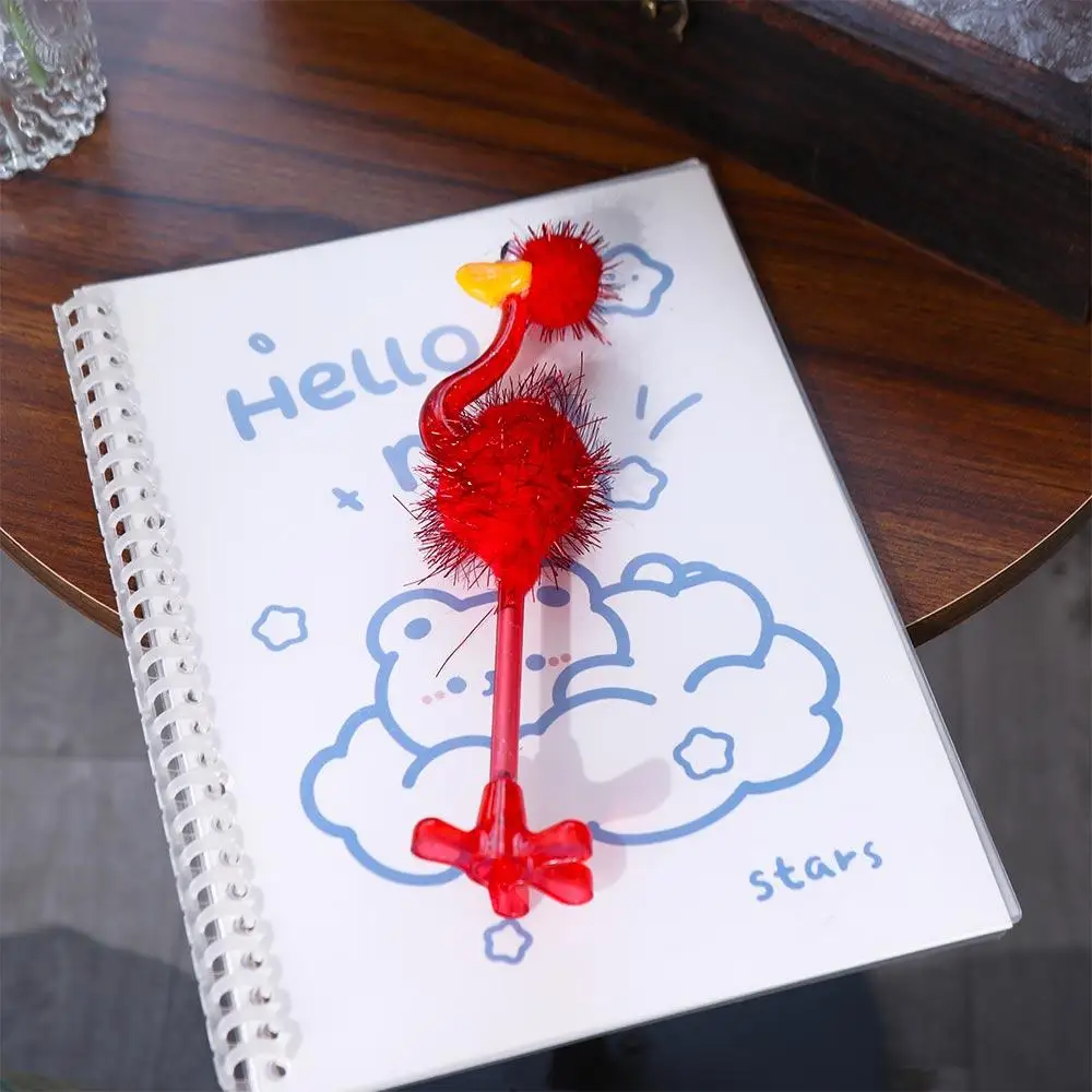 Blue Ink Cartoon Feather Ballpoint Pen Smooth Kawaii Crown Ostrich Plush Pen Random Color Creative Ballpoint Pen School
