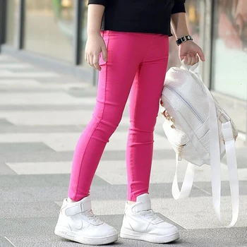 3-12-Year-Old Girls Pencil Pants Elastic baby Leggings 2024 New Slim Fit Children's Leggings Solid Color Imitation Jeans 4