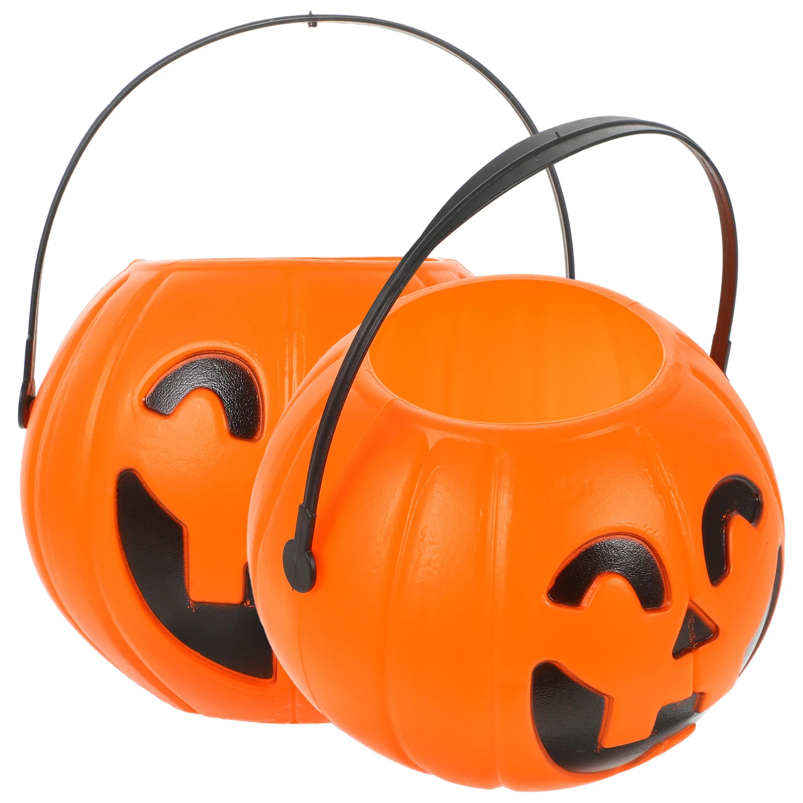 2 Pcs Premium Eco Friendly Pumpkin Bucket Candy Carrier Halloween Decorative Pail Party Accessory Pumpkin Lantern