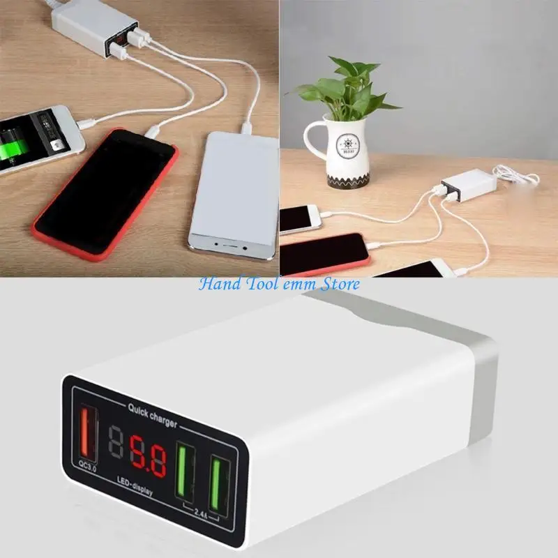 H37F Quick QC3.0 USB Clip Adapter Fast Charging Block 12V-36V with Voltmeter for Android Phone Tablets