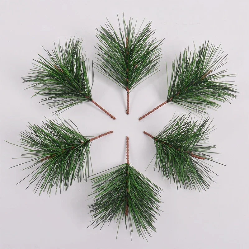 20Pcs Pine Branches Artificial Leaves Christmas Wedding Home Party Tree Decoration Diy Handcraft Bouquet Gift Fake Plants Needle