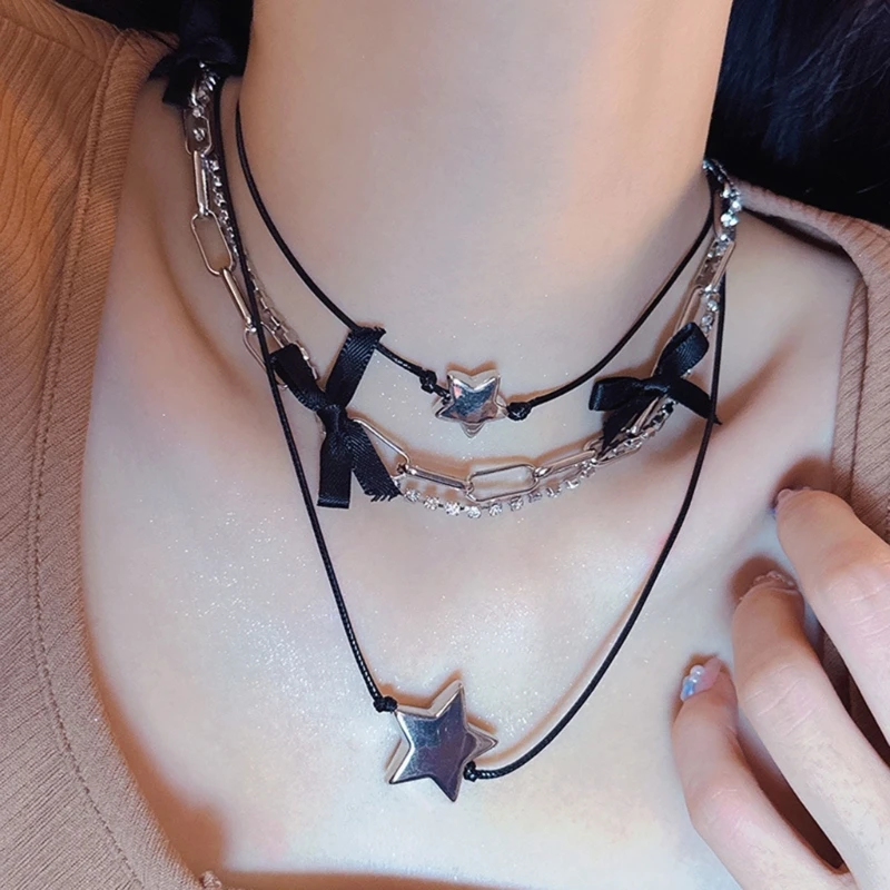 Metal Pendant Neckband Choker Collar Necklace Party Choker Adjustable Drawstring Necklace Fashion Y2K Jewelry Dropshipping