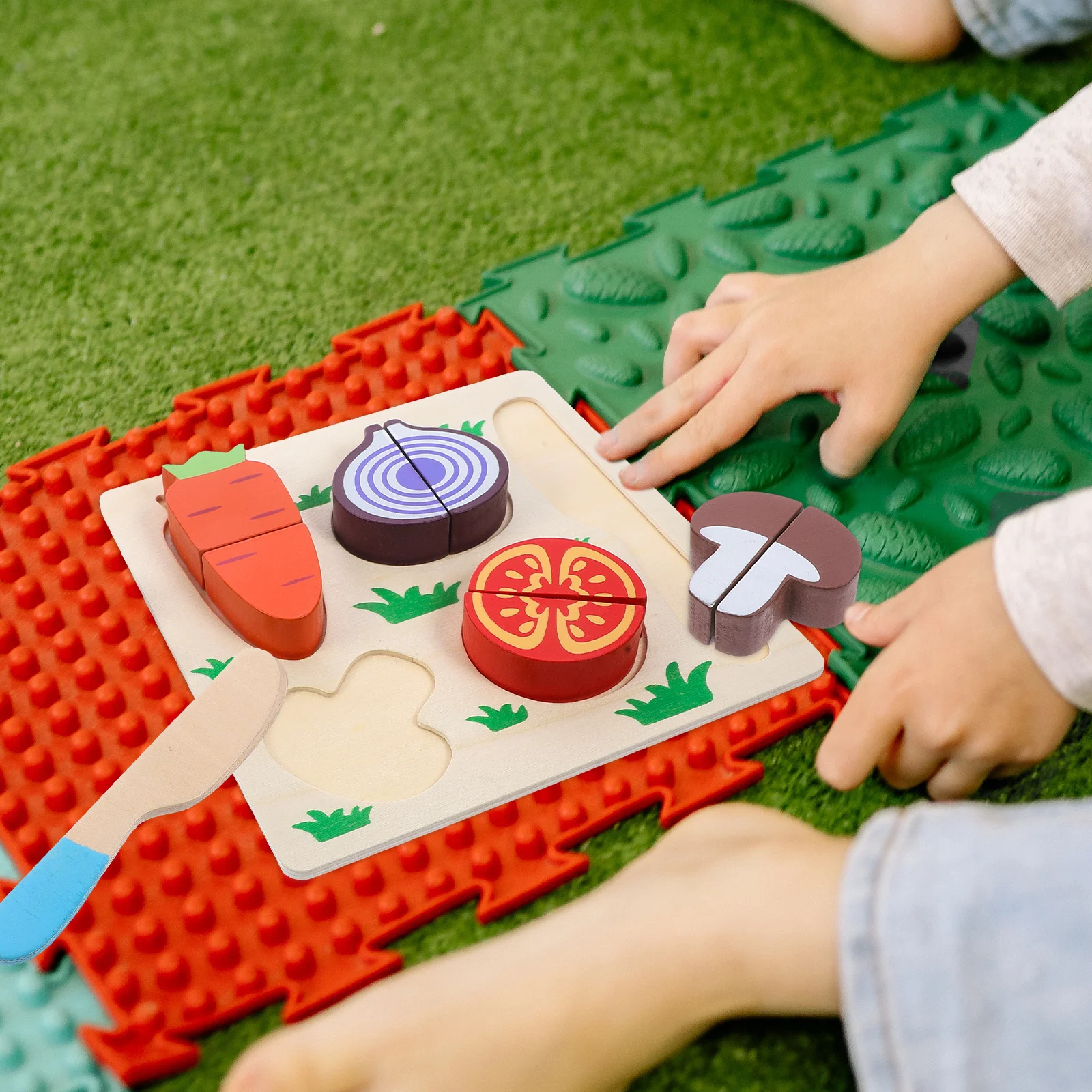 مجموعة واحدة من ألغاز القطع الخشبية للأطفال، لعبة تعليمية لقطع الطعام التظاهري، فواكه كرتونية، تعلم حسي للأطفال الصغار