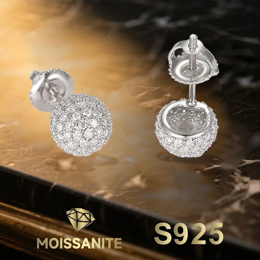 

Spherical Earrings Full Moissanite Stud Earring for Women 925 Sterling Silver Earring with Gra Certificate New 2025