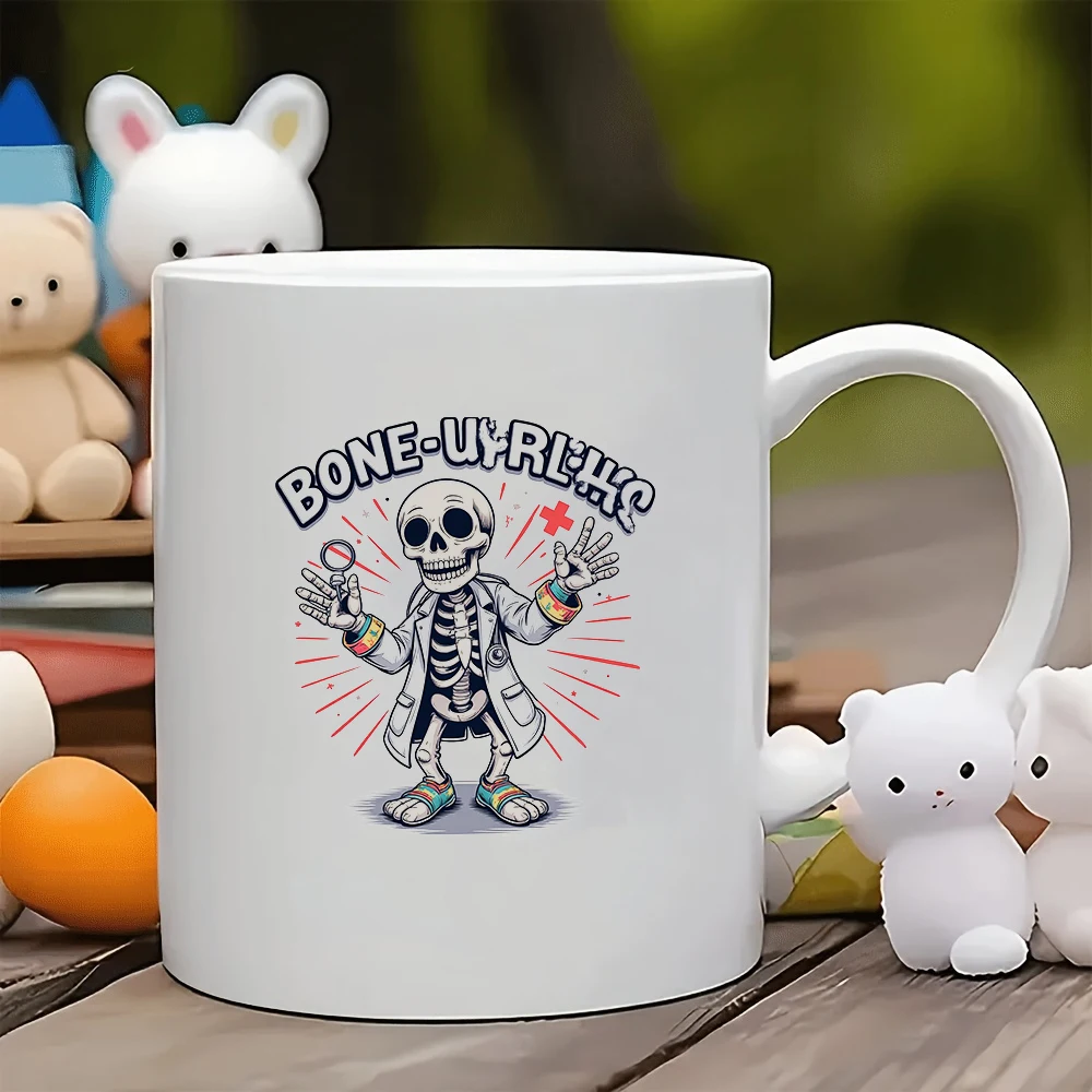 11oz skelet laboratoriumjas mok + leuk skeletpatroon + kinderkantoorbeker - kerstfamiliecadeau