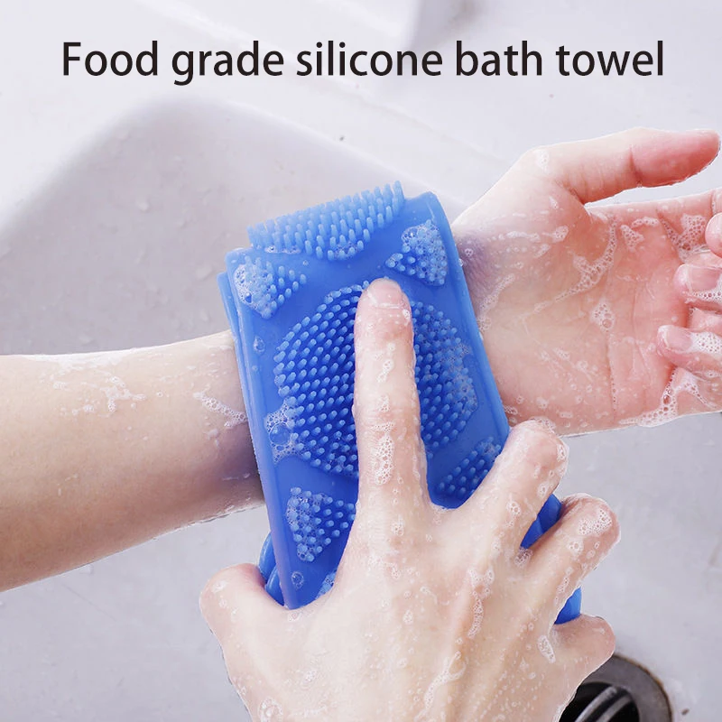 Silicone Back Scrubber for Shower Bath Body Brush Back Washer with Handle for Men and Women Deep Cleansing Massage Skin