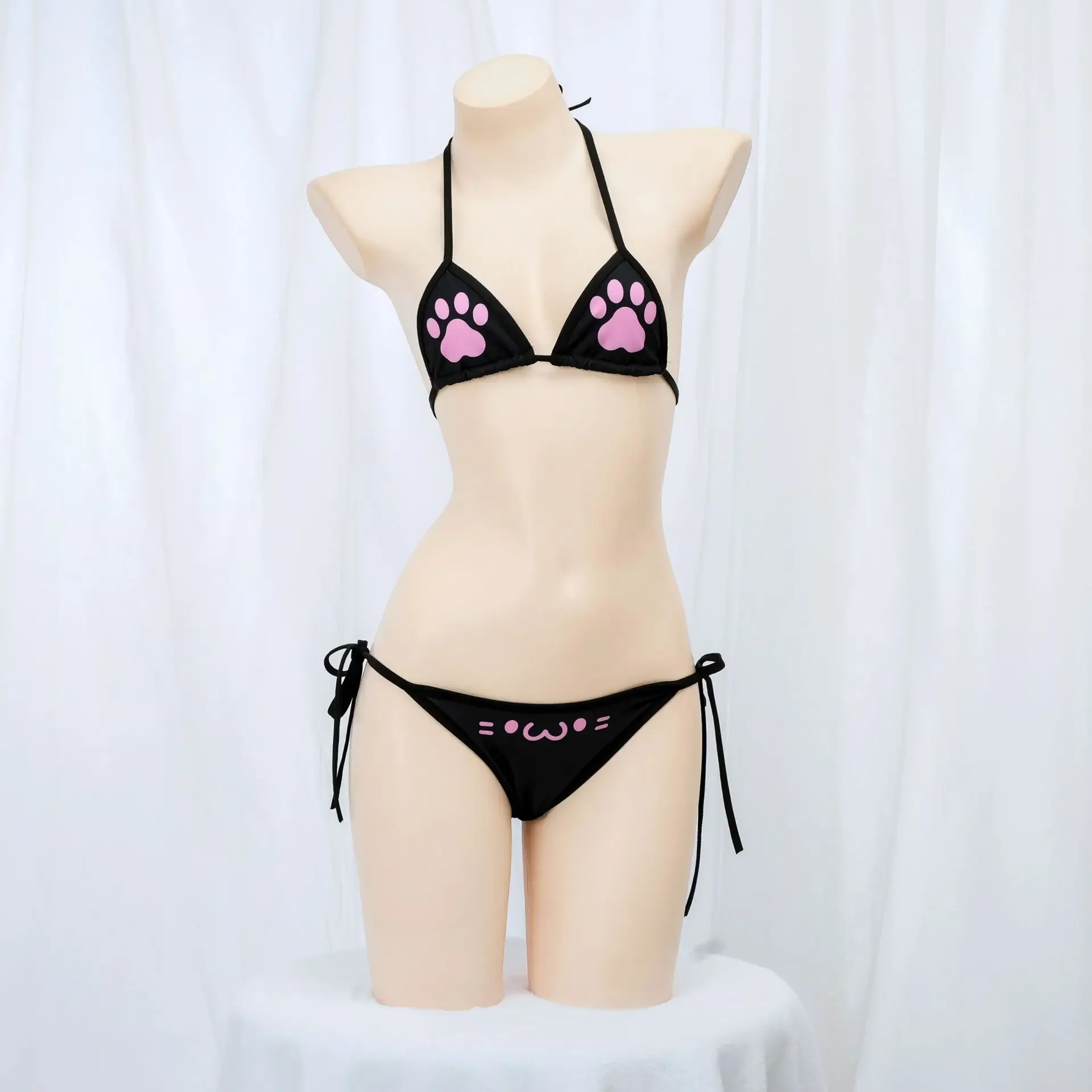 Anime Katze Pfote Bikini Set Katze Mädchen Cosplay Kostüm Verband Backless Badeanzug Nette Mädchen Unterwäsche Rolle Spielen Dessous Frauen Outfits
