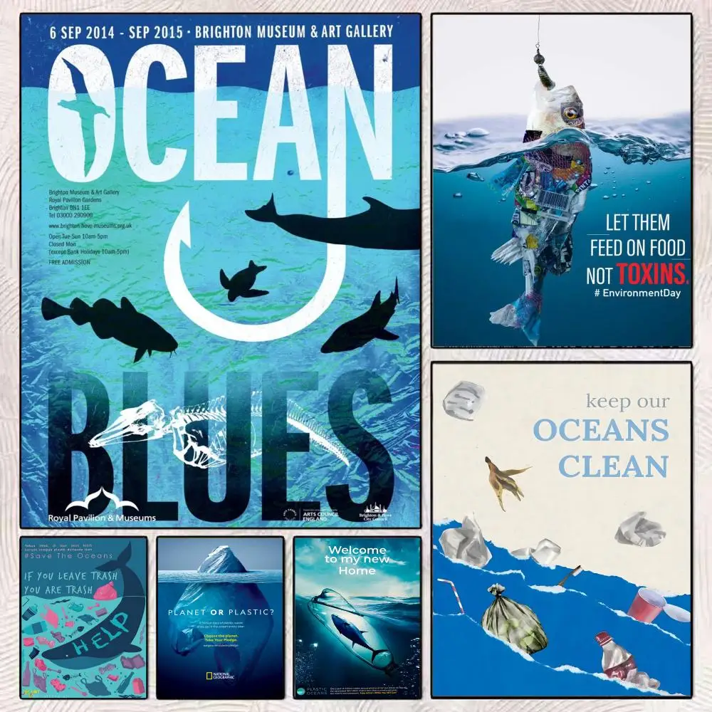 

Protect the Marine Environment Poster HD Art Mural Wallart Waterproof Vintage Print Decor for Home Decoration DIY Durable