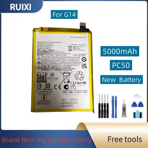 RUIXI PC50 5000mAh Battery For Moto G14 Battery + Free Tools