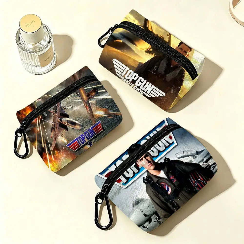 Action Movie Top Gun M-MaverickS Portable Oxford Fabric Mini Wallet Carabiner Design Small Coin Bag For Cards Keys Earphones