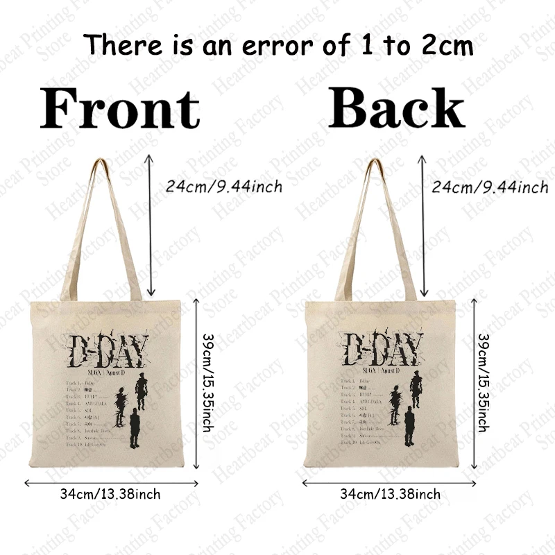 Agust D Pattern Shoulder Bags World Tour Tote Bag Casual Canvas Shopping Bags Music Lover Luggage Bag