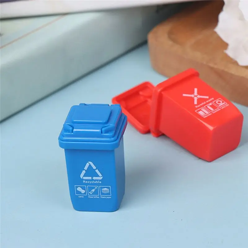 T84C-5 ชิ้น ถังขยะจิ๋วจำลองสำหรับบ้าน อะไหล่ตกแต่งเฟอร์นิเจอร์ รถเก็บขยะ ถังขยะริมทาง ของขวัญ