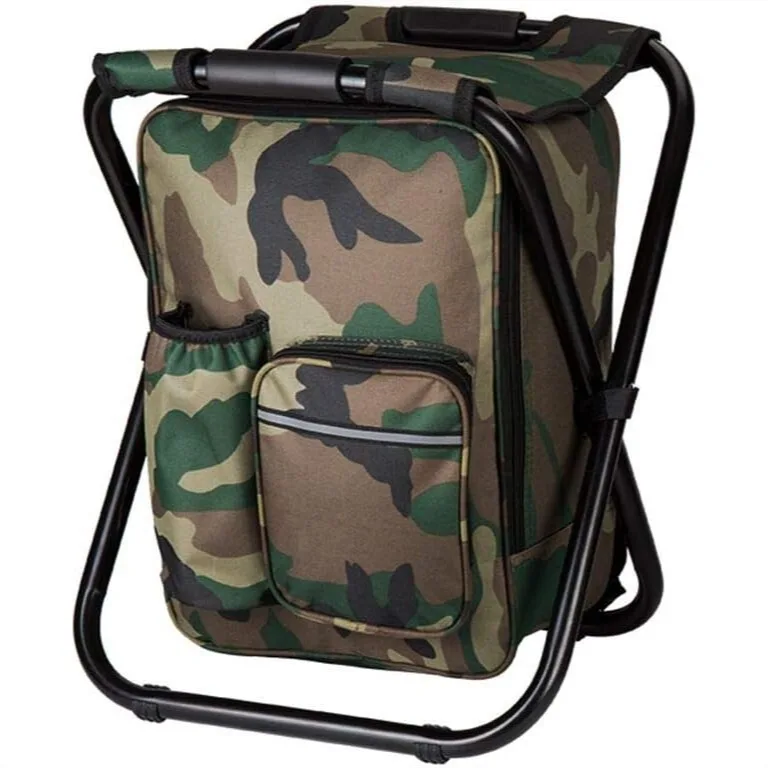 Multifunction Folding Cooler and Stool Backpack, Camouflage Seat Table Bag for Hiking Camping Fishing Travel Beach Outdoor