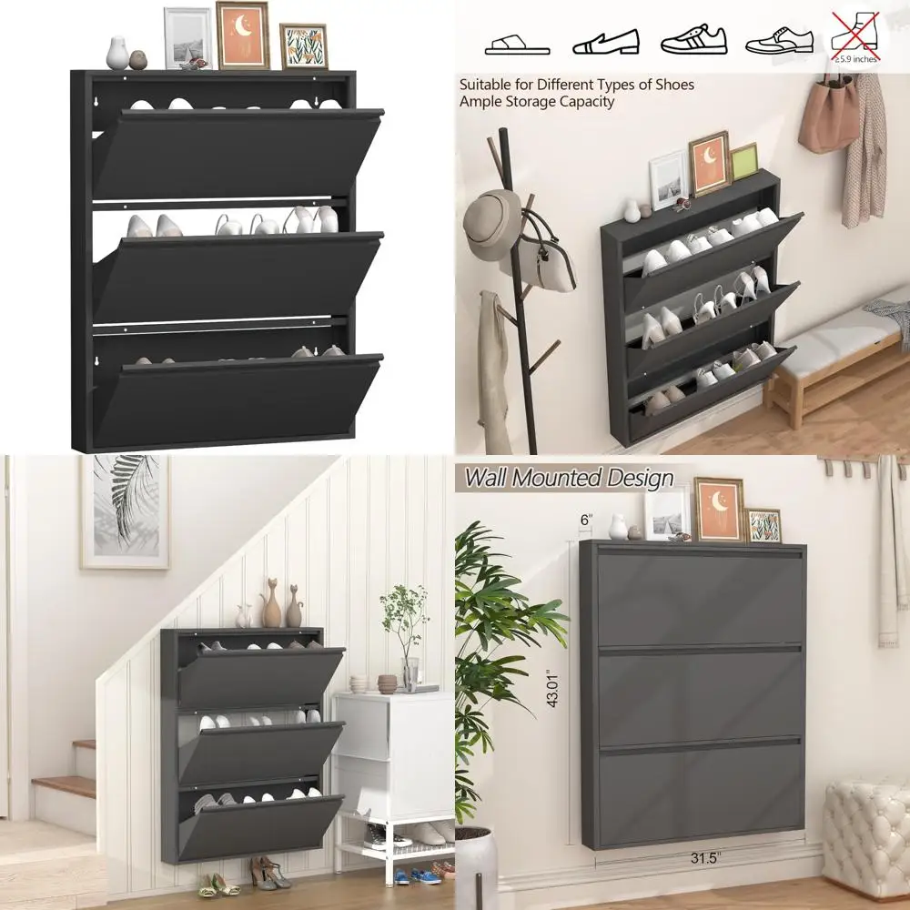 

Современный шкаф для хранения обуви с откидной ящиком для прихожей - металлическая узкая полка для обуви, органайзер для дома