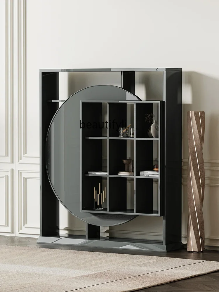 

07Antique Shelf Modern Minimalist Living Room Partition Storage Rack Display Cabinet Decoration Tea Display Shelf Bookshelf