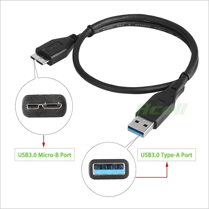 Cable de datos USB3.0 micro-b para Transcend StoreJet®Disco duro portátil 25H3 25C3N 25M3 25A3 25D3 25CK3 25S3 ESD400, SSD