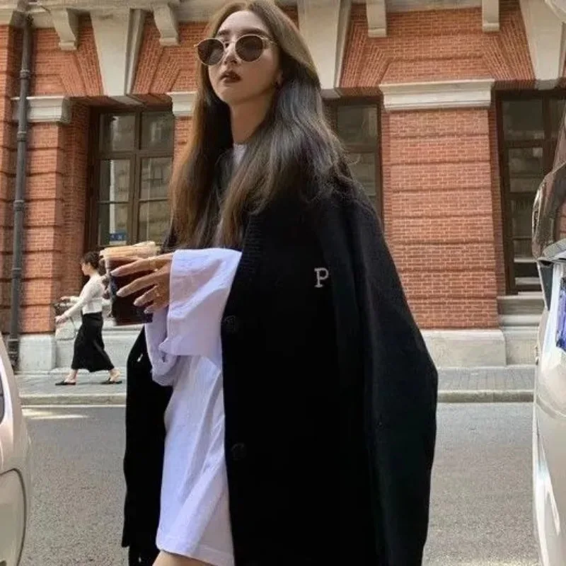 

Ленивое вышитое пальто с длинными рукавами для женщин, милый стиль, свободный тонкий универсальный топ, свитер, кардиган