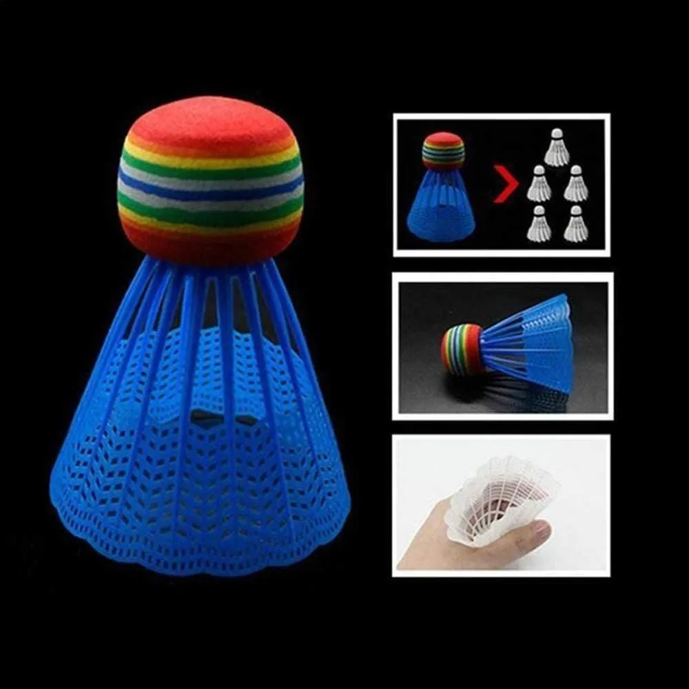 Volani da badminton colorati in plastica resistente da 6 pezzi Accessori per palline da badminton per allenamento sportivo Allenatore da badminton per interni ed esterni
