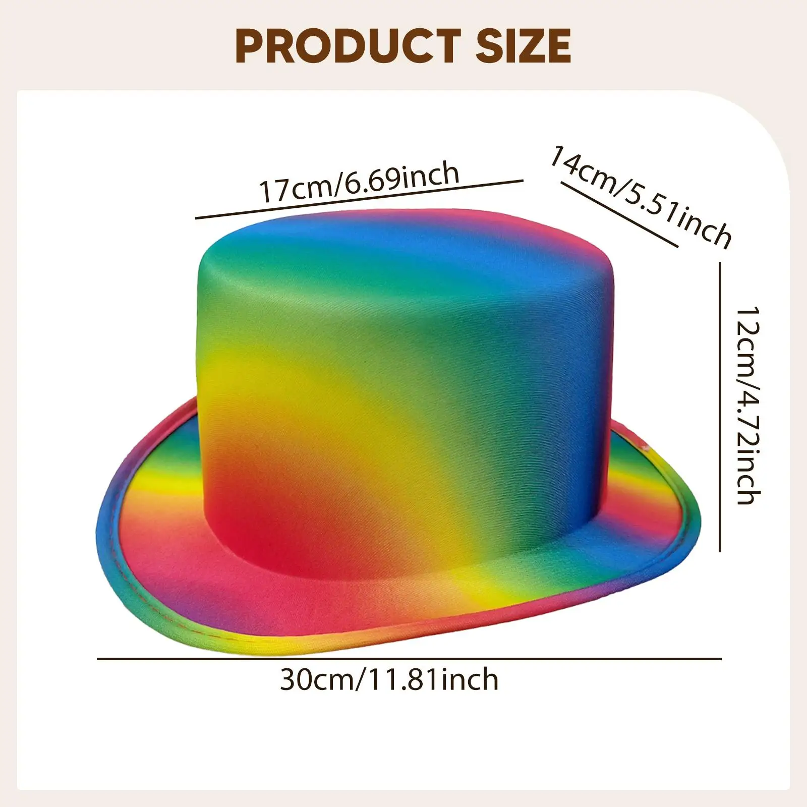 Adult Rainbow Top Hat Decorative Costume Hat for Carnival Cosplay Clown Festival