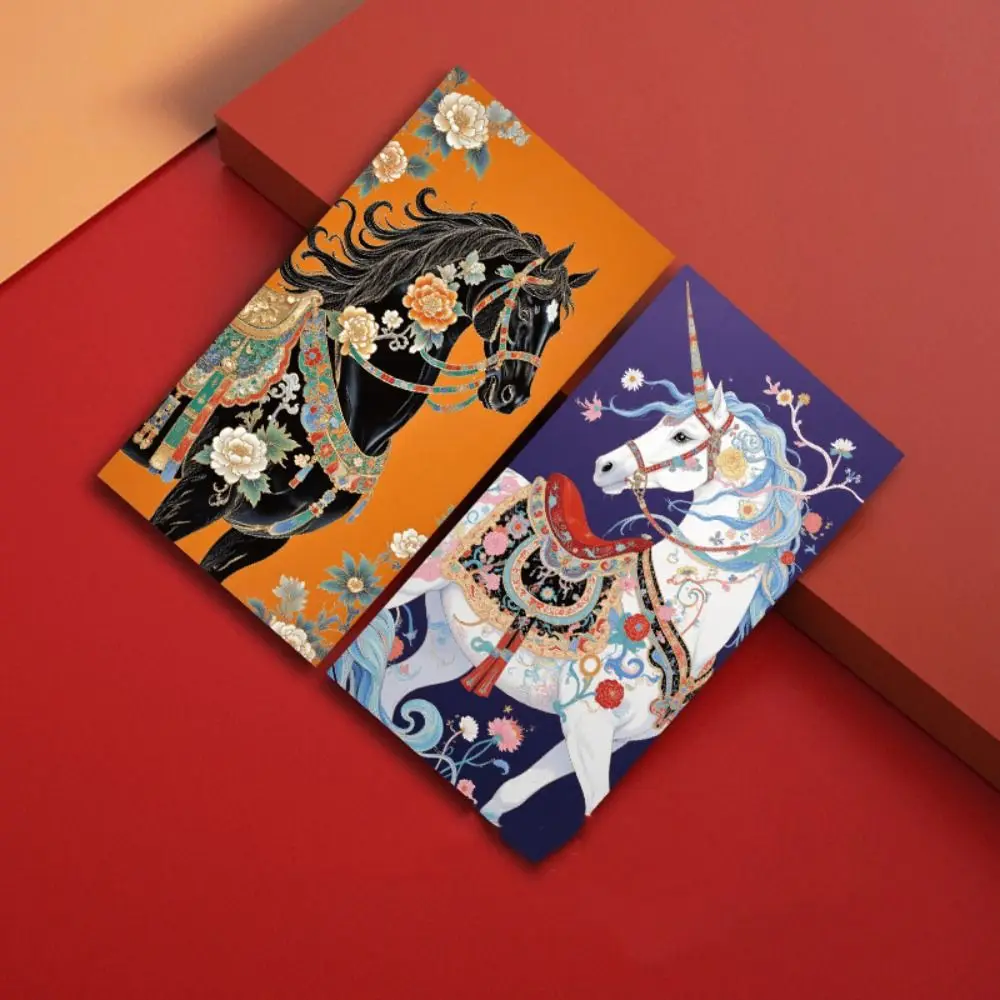 

6pcs Horse Year Design Chinese New Year Envelope Cartoon Creative Money Envelope Traditional Blessing Gift Envelopes