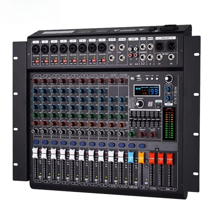 8 12 Channel 99 DSP Professional Powered DJ Audio Console Mixer BT USB with Power Sound for DJs and Musicans
