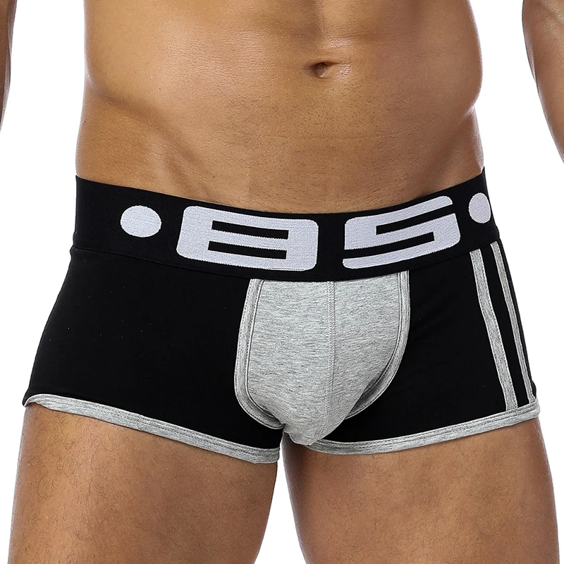 BS Brand Sexy Men Underwear Trunk Mens Boxers Cotton Mens Underpants Male Panties Breathable Penis Pouch Comfortable Boxers