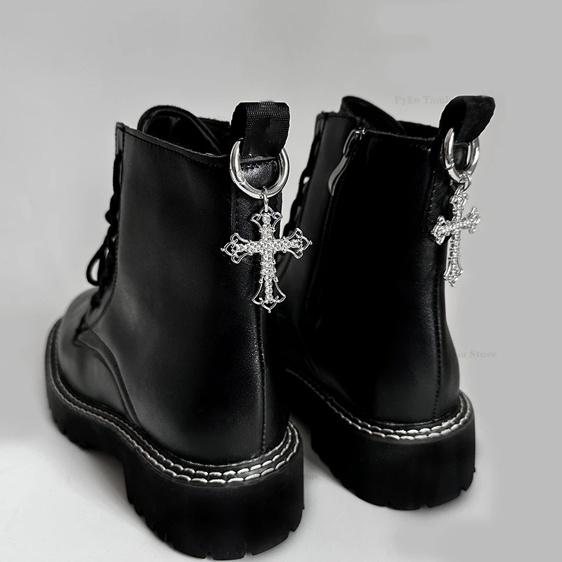 2pcs Diamond Cross Shoes Buckles Removable Metal Cross Pendant Boots Heel Decoration for Women Party Jewelry Shoes Accessories