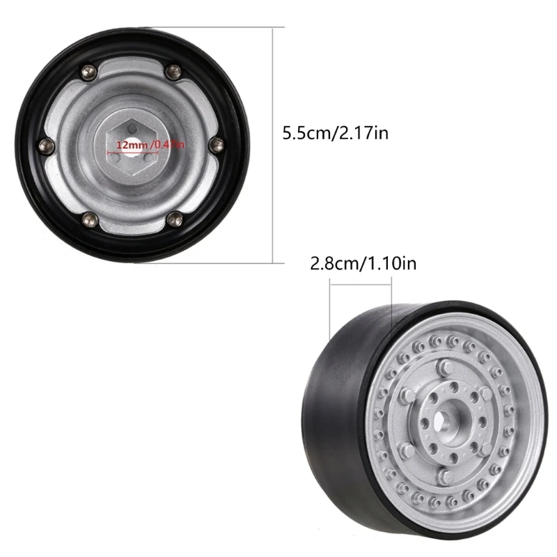 Wheel Hubs 1.9’’ Beadlock Wheel Rims Hubs Set of 4 for 1/10 Scale Remote Control Crawler Car Toy Upgraded Accessories