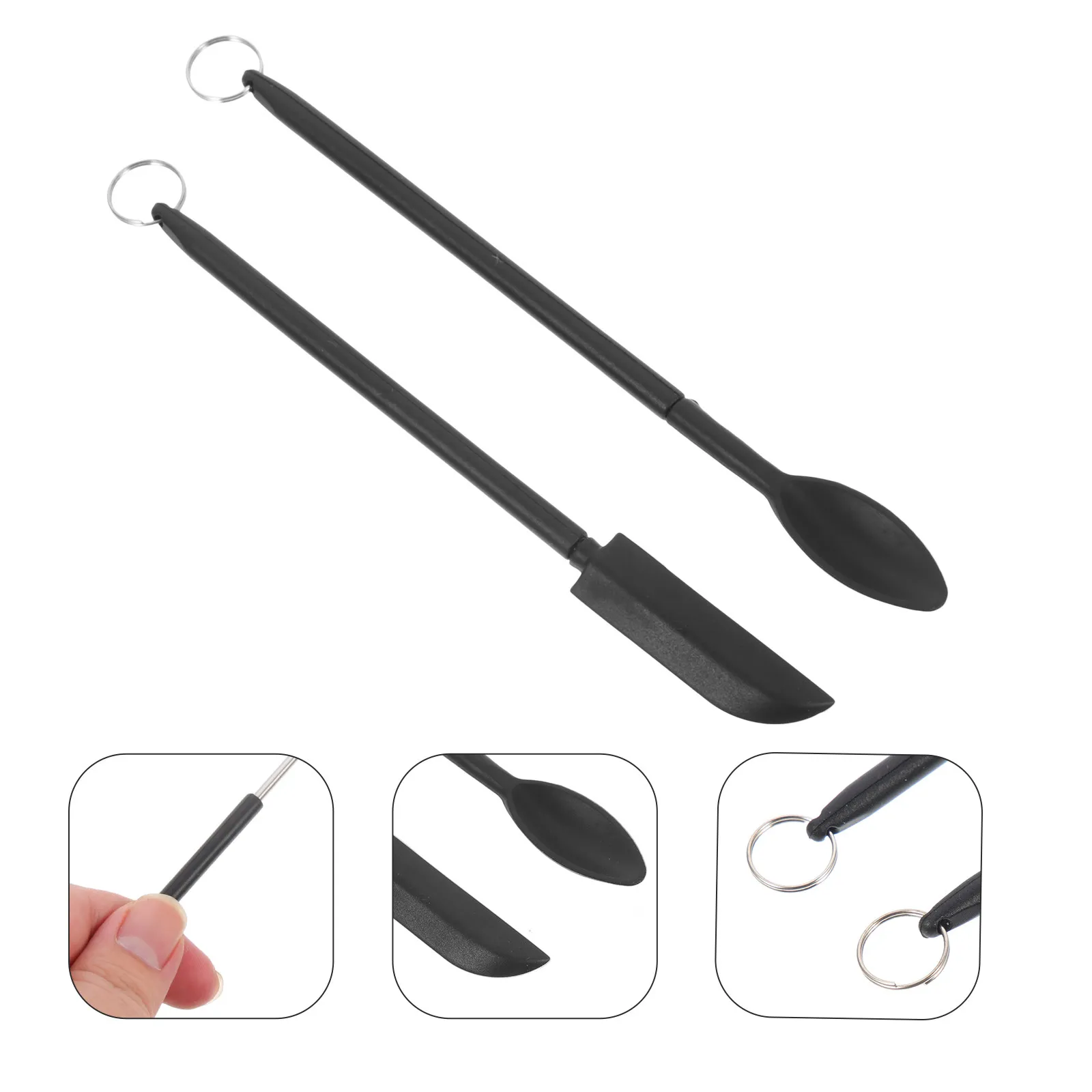 1Set Small Silicone Spatula Set Mini Telescopic Spoon and Scoop Lightweight Compact Kitchen Jar Spatula for Jam