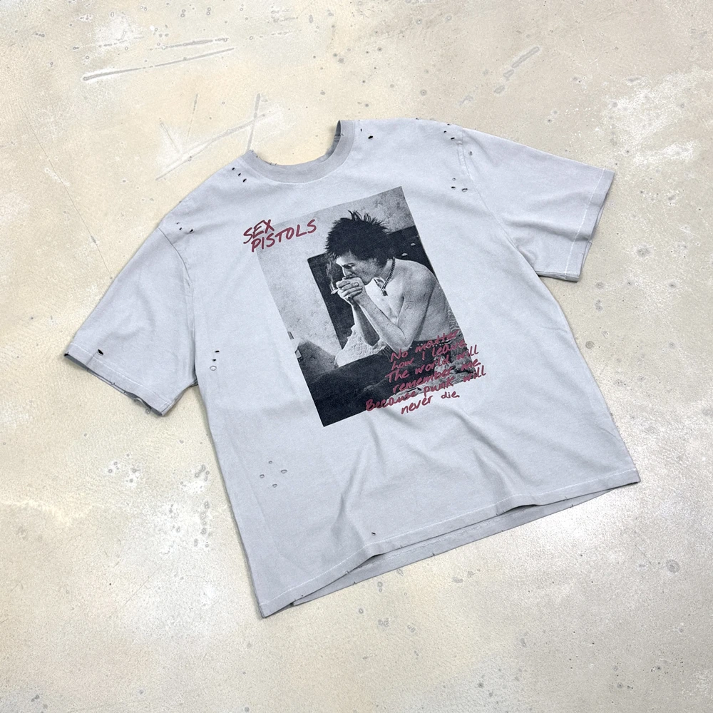 

Yao Fashion Punk Band Vintage Casual Oversize Baggy Streetwear High Street HipHop Graphics Print T Shirt For Men Unsex